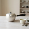 wholesale 999 Pure Silver Hammered Teapot With Wooden Side Handle And Lid-0-2