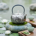 wholesale Pure 999 Fine Silver Artisanal Silver Hammered Teapot Featuring Elegant Lotus and Dragonfly Engravings - Handicraft-0-2