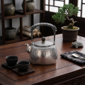 wholesale Pure 999 Fine Silver Exquisite Silver Teapot with Dragon Handle and Intricate Oriental Scroll Engravings - Handicraft-0-1