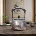 wholesale Pure 999 Fine Silver Exquisite Silver Teapot with Dragon Handle and Intricate Oriental Scroll Engravings - Handicraft-0-2