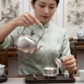 wholesale Pure 999 Fine Silver Handcrafted Silver Teapot Featuring Intricate Lotus Engravings and Green Jade Sphere Finial - Handicraft-0-3