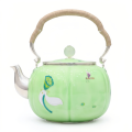 wholesale Pure 999 Fine Silver Elegant Green Enamel Teapot with Hand-Painted Lotus and Dragonfly Motifs and Silver Accents - Handicraft-0-0