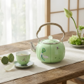wholesale Pure 999 Fine Silver Elegant Green Enamel Teapot with Hand-Painted Lotus and Dragonfly Motifs and Silver Accents - Handicraft-0-1