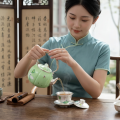 wholesale Pure 999 Fine Silver Elegant Green Enamel Teapot with Hand-Painted Lotus and Dragonfly Motifs and Silver Accents - Handicraft-0-2