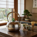 wholesale 999 Pure Silver Hammered Teapot With Rattan Wrapped Handle And Green Jade Knob-0-3
