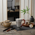 wholesale Pure 999 Elegant Silver Bamboo Engraved Mug with Crimson Lacquered Handle - Handicraft-0-1