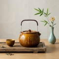 wholesale Pure 999 Traditional Brown Ceramic Teapot with Buddhist Heart Sutra Scripture Inscriptions - Handicraft-0-2