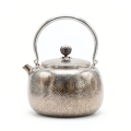 wholesale 999 Pure Silver Hammered Teapot With Overhead Handle Kettle Teaware-0-0
