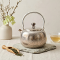 wholesale 999 Pure Silver Hammered Teapot With Overhead Handle Kettle Teaware-0-2