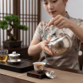 wholesale 999 Pure Silver Hammered Teapot With Overhead Handle Kettle Teaware-0-3