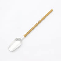 wholesale Pure 999 Fine Silver Elegant Hand-Hammered Silver Tea Scoop with Long Tan Handle for Matcha or Loose Leaf Tea - Handicraft-undefined