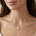 wholesale 925 Sterling Silver Sparkling Zircon-Accented Floral Swirl Pendant Necklaces Wholesale in Polished Sterling Silver - JewelryODM-0-1