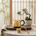 wholesale Pure 999 Fine Silver Elegant Handcrafted Gilded Pitcher Featuring Embossed Pine and Mountain Landscape with Dark Wood Handle - Handicraft-0-2