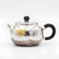 wholesale Pure 999 Fine Silver Handcrafted Silver Teapot with Radiant Floral Motifs and Dark Wood Handle - Handicraft-0-0