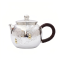 wholesale Pure 999 Fine Silver Handcrafted Silver Teapot with Gourd Accents and Woven Handle - Handicraft-0-0