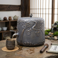 wholesale Pure 999 Fine Silver Elegant Silver Dragon Water Dispenser with Embossed Clouds and Waves - Handicraft-0-2