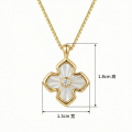 wholesale 925 Sterling Silver Radiant Mother-of-Pearl Clover Pendant Necklaces Wholesale with Brilliant Zircon Center - JewelryODM-0-3