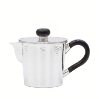 wholesale Pure 999 Fine Silver Hammered Silver Teapot with Elegant Dark Wood Handle and Lid Knob - Handicraft-undefined