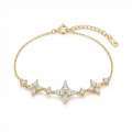 wholesale 925 Sterling Silver Elegant Sparkling Marquise Crystal Floral Charm Bracelet Wholesale with Adjustable Chain - JewelryODM-0-0