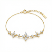 wholesale 925 Sterling Silver Elegant Sparkling Marquise Crystal Floral Charm Bracelet Wholesale with Adjustable Chain - JewelryODM-undefined