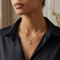 wholesale 925 Sterling Silver Elegant Square Emerald Pendant Necklace Wholesale with Shimmering White Stone Halo - JewelryODM-0-1