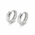 wholesale 925 Sterling Silver Elegant Geometric Silver Huggie Hoop Earrings Wholesale with Segmented Design - JewelryODM-0-0