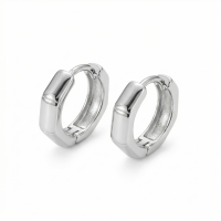 wholesale 925 Sterling Silver Elegant Geometric Silver Huggie Hoop Earrings Wholesale with Segmented Design - JewelryODM-undefined