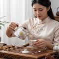 wholesale 999 Pure Silver Teapot With Wooden Handle And Lid Gold Plated Auspicious Cloud Design-0-2
