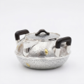 wholesale Pure 999 Handcrafted Hammered Silver Teapot with Dark Wood Handles and Gilded Accents - Handicraft-0-0