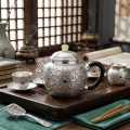 wholesale Pure 999 Fine Silver Ornate Handcrafted Silver Teapot with Floral Embossing and Vibrant Gemstone Accents - Handicraft-0-1