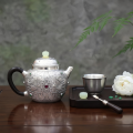 wholesale Pure 999 Fine Silver Ornate Handcrafted Silver Teapot with Floral Embossing and Vibrant Gemstone Accents - Handicraft-0-3