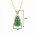wholesale 925 Sterling Silver Elegant Green Jadeite Calabash Pendant Necklaces Wholesale Framed with Sparkling Zircon Accents - JewelryODM-0-2