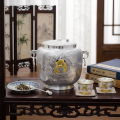 wholesale Pure 999 Fine Silver Exquisite Silver Jar Featuring a Gilded Panda and Lush Floral Engravings - Handicraft-0-2
