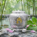 wholesale Pure 999 Fine Silver Exquisite Silver Jar Featuring a Gilded Panda and Lush Floral Engravings - Handicraft-0-1