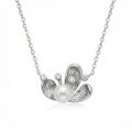 wholesale 925 Sterling Silver Elegant Sterling Silver Pearl and Sparkling Zircon Floral Pendant Necklaces Wholesale - JewelryODM-0-0