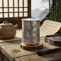 wholesale Pure 999 Artisan Crafted Silver Tea Cup with Majestic Eagle and Great Wall Relief Design - Handicraft-0-1