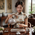 wholesale Pure 999 Fine Silver Exquisite Hand-Engraved Silver Teapot with Intricate Floral Peony Patterns and Woven Handle - Handicraft-0-3