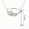 wholesale 925 Sterling Silver Elegant Sterling Silver Feather Pendant Necklaces Wholesale with Pear Moonstone and Sparkling Accents - JewelryODM-0-2