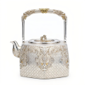 wholesale Pure 999 Fine Silver Ornate Handcrafted Silver Kettle with Intricate Basketweave and Mythical Motifs - Handicraft-0-0