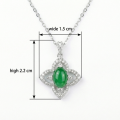 wholesale 925 Sterling Silver Elegant Emerald-Green Jade Cabochon Flower Pendant Necklaces Wholesale with Sparkling Accents - JewelryODM-0-3