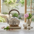 wholesale Pure 999 Exquisite Peony Blossom Silver Teapot with Artisan Textured Finish and Traditional Woven Grip - Handicraft-0-2
