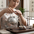 wholesale Pure 999 Exquisite Peony Blossom Silver Teapot with Artisan Textured Finish and Traditional Woven Grip - Handicraft-0-1