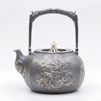 wholesale Pure 999 Fine Silver Handcrafted Silver Teapot with Ornate Dragon and Lotus Relief Engravings - Handicraft-undefined