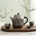 wholesale Pure 999 Fine Silver Handcrafted Rustic Silver Teapot with Textured Bark Finish and Pumpkin-Inspired Lid - Handicraft-0-2