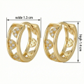 wholesale 925 Sterling Silver Elegant Heart-Shaped Cubic Zirconia Double Band Huggie Hoop Earrings - JewelryODM-0-2