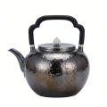 wholesale 999 Pure Silver Hammered Teapot With Black Handle And Jade Knob-0-0
