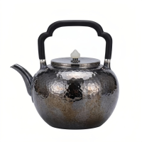 wholesale 999 Pure Silver Hammered Teapot With Black Handle And Jade Knob-undefined