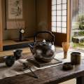 wholesale 999 Pure Silver Hammered Teapot With Black Handle And Jade Knob-0-3