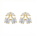 wholesale 925 Sterling Silver Sparkling Cubic Zirconia Cherry Stud Earrings Wholesale with Marquise Leaf Accents - JewelryODM-0-0