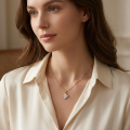 wholesale 925 Sterling Silver Radiant Mother-of-Pearl Clover Pendant Necklaces Wholesale with Brilliant Zircon Center - JewelryODM-0-1